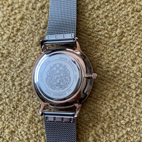 Vince Camuto Crystal Accented Rose Gold bezel & Silver-Tone Mesh Bracelet Watch - Picture 8 of 11